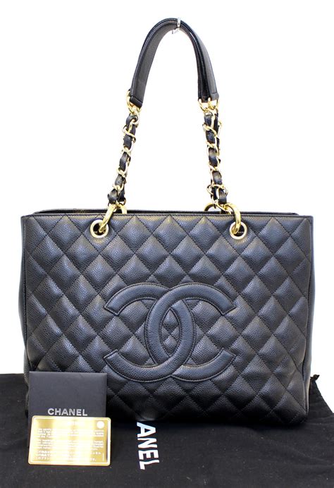 black leather chanel tote|Chanel handbags shopper tote.